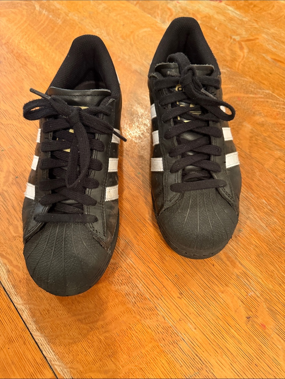 Adidas Kids Superstar Black Sneakers with White Stripes
